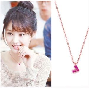 Dainty Pink Rhinestone ❤️ Heart Gold Necklace